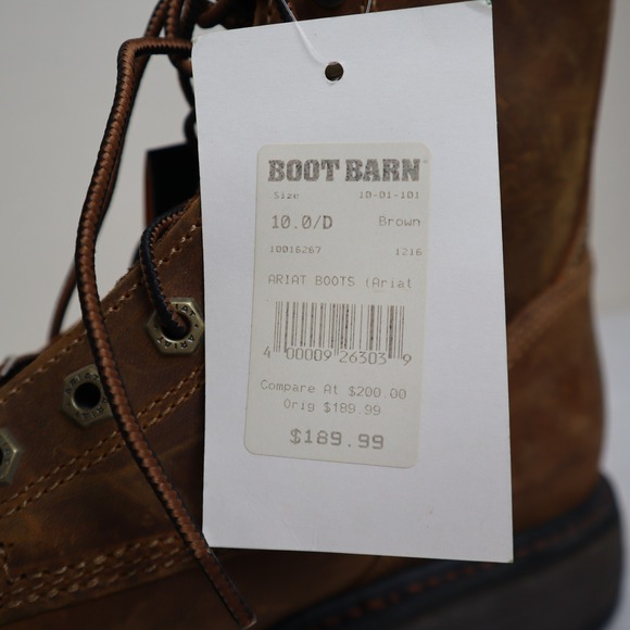 Ariat WorkHog 8" Composite Toe Work Boots Brown Leather Mens 10D - Picture 15 of 16